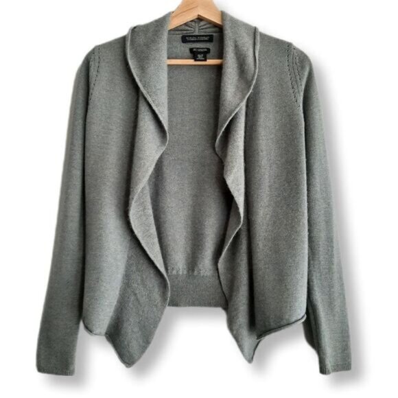 BANANA REPUBLIC 100% Cashmere Open Front Sweater Cardigan Green Grey Sz XS - Picture 1 of 9
